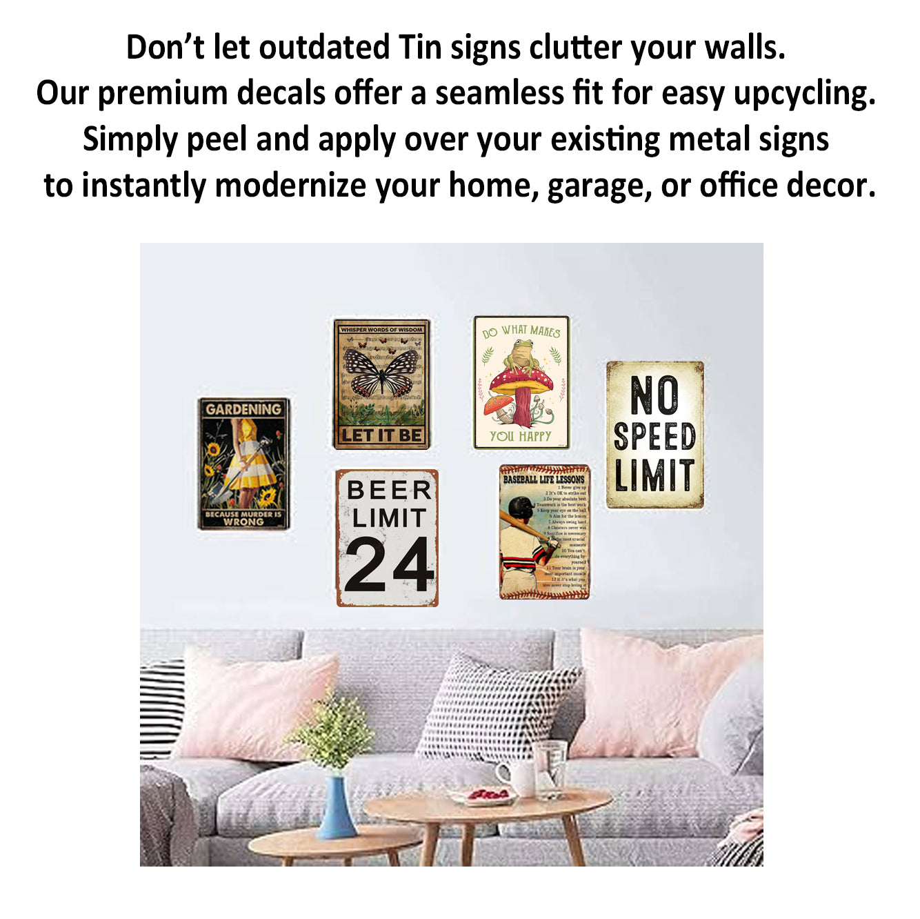 2 Pack  8"x12" Vintage Funny Neighbour Signs Vinyl Laminated Decals "Good Neighbor" & "My Neighbor" Unique Sarcastic Gift Homeowners Fence Home Yard Garden Garage ManCave Wall Art Rustic