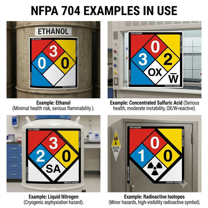 NFPA 704 Diamond 120/130/140/230/240/300SA Laminated Vinyl Label Decal, Industrial Safety Chemical Sign with Permanent Adhesive Hazard Warning Sticker