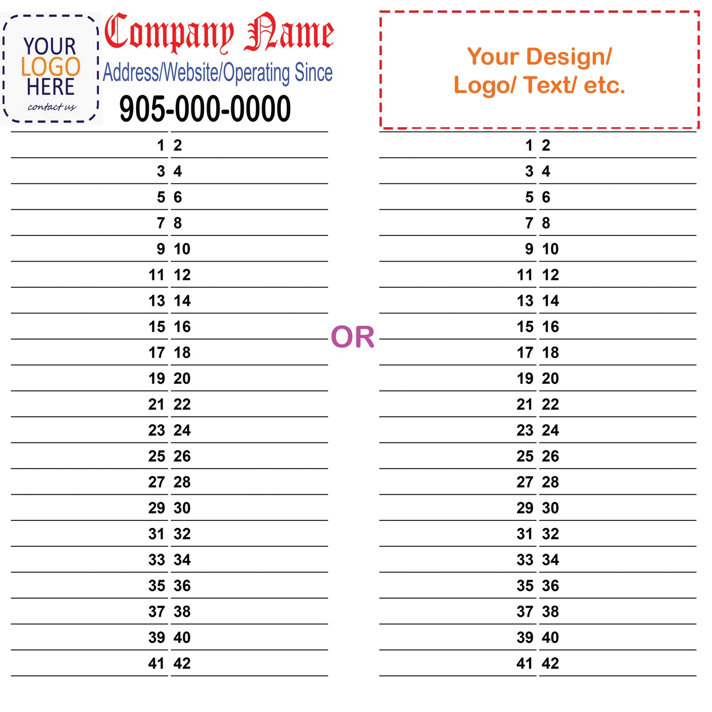 Custom Bulk (100-1000 Pcs) Panel Directory Labels