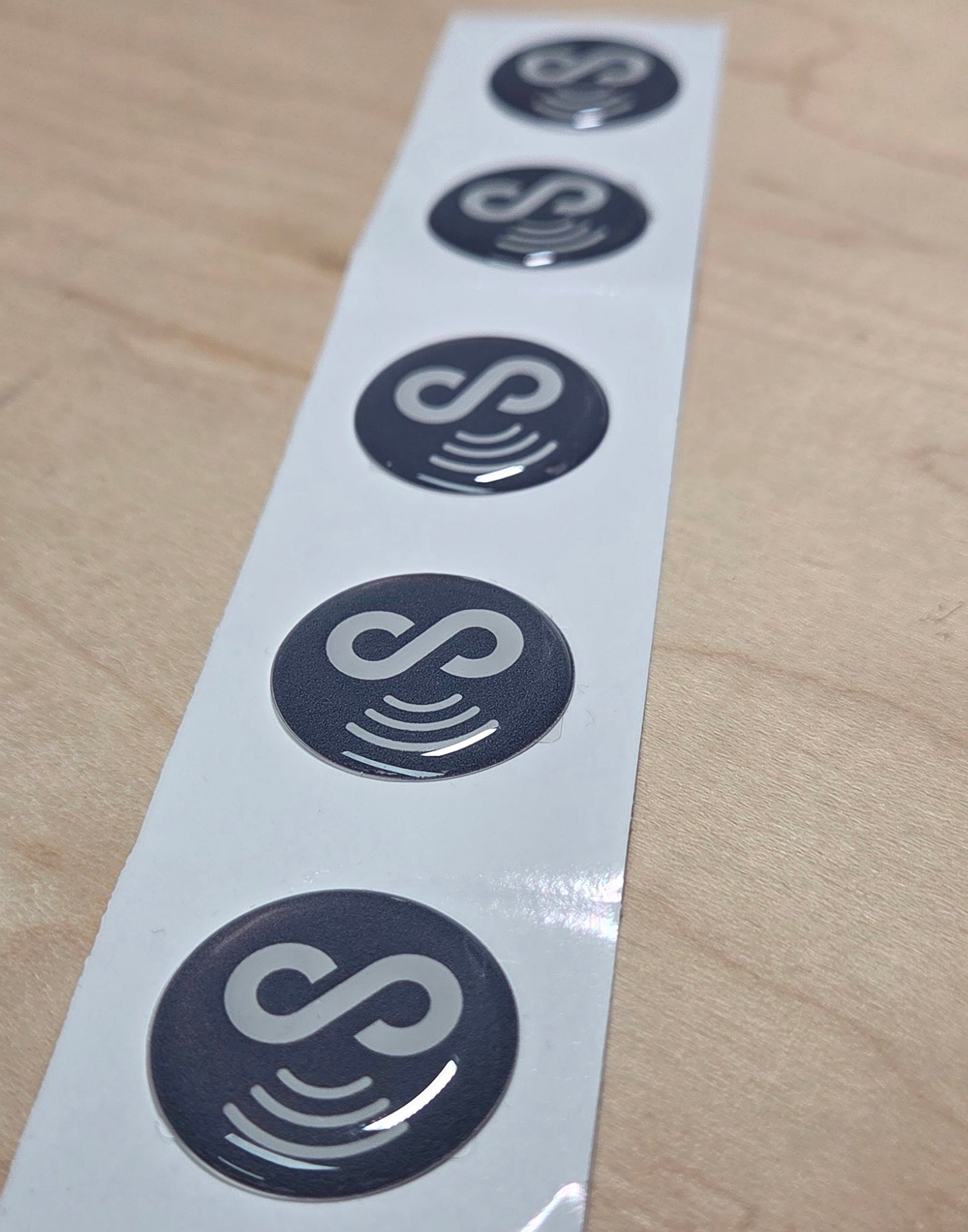 5 Pack 1" Gray Round Replacement Connecteam NFC Tag with Ready to use NFC 213 Tags -Rewriteable NFC tag
