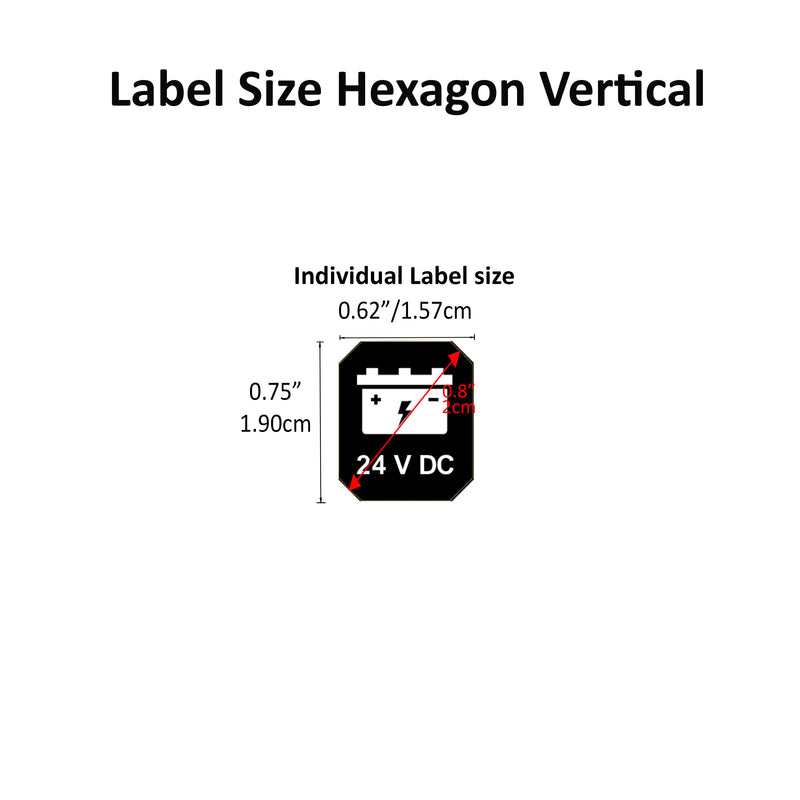 100-Pack Marine Communication Brands Switch Labels Hexagon Vertical Laminated Backlit Stickers for Yachts, Cruise Ships, & Sailboats – Self-Adhesive Waterproof Decals