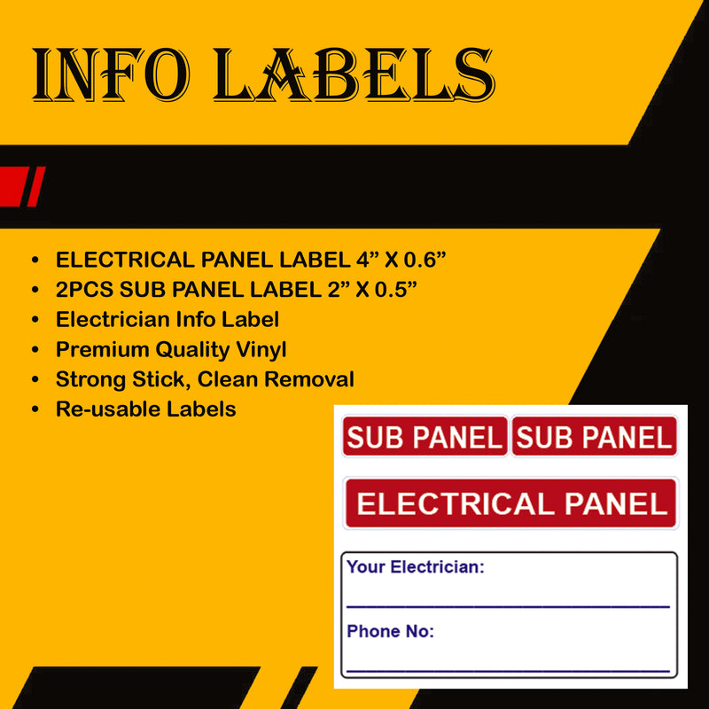 English/Spanish/French Universal Panel Marker Kit with Colored Icons for Electrical 60 Circuit Fuse Panel Directory Labels Stickers OSHA Kids Warning Danger Caution Strong Adhesive Household Vinyl Waterproof