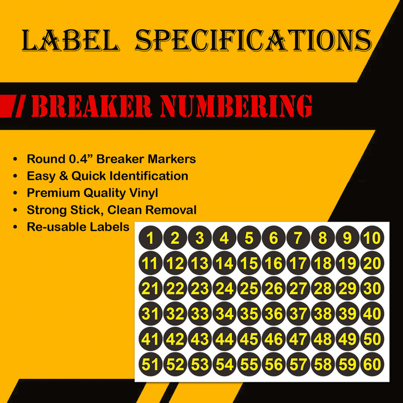 60 Circuits Bidirectional Circuit Breaker Directory Panel Label Kit with Fuse Stickers for Fuse Panel Marker Sticker Sign for Electrical Panel Strong Adhesive Durable Vinyl