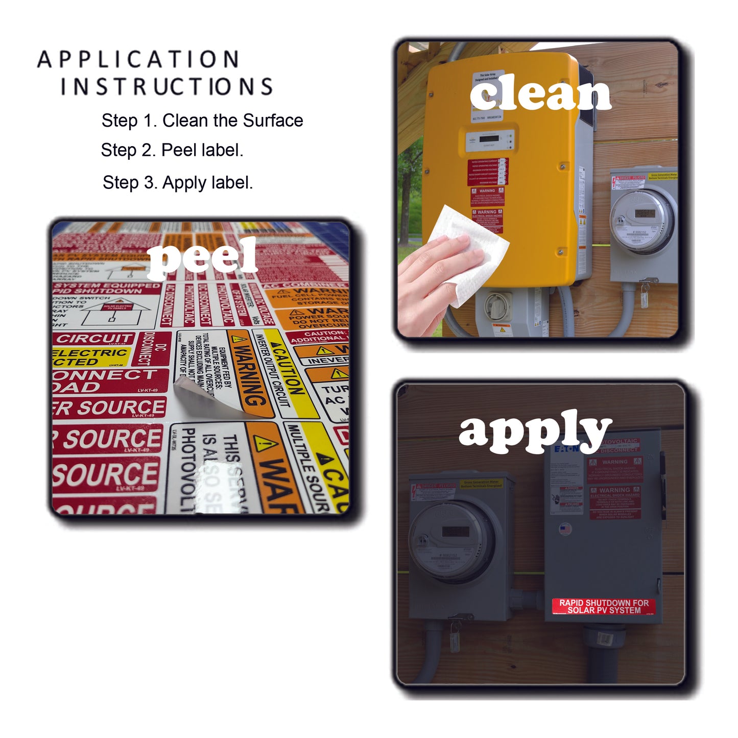 NEC 2026/2023/2020/2017 Code Compliant Photovoltaic (PV) Solar Panel Label Kits Electrical Panel Safety Stickers Outdoor Rated Waterproof Laminated