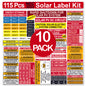 Ultimate 115 pack 2017/2020/2023 NEC Code Compliant Photovoltaic Solar System Label Kit Electrical Panel Safety Stickers Outdoor Rated Laminated Strong Adhesive Durable Waterproof