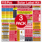 Ultimate 115 pack 2017/2020/2023 NEC Code Compliant Photovoltaic Solar System Label Kit Electrical Panel Safety Stickers Outdoor Rated Laminated Strong Adhesive Durable Waterproof