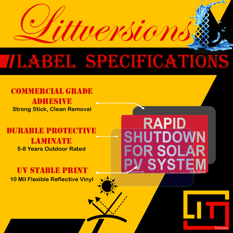 10 Pack 3"x2" Reflective Solar NEC Complaint Rapid Shutdown Solar PV System Laminated Labels Sign Sticker Notice 596-01003 596-00890 Red 149848