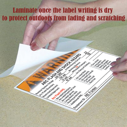 10 Pack 6.5" x4" NEC 2026 Compliant Vinyl Write-On Arc Flash Labels (Warning) Legend Warning Arc Flash and Shock Hazard Appropriate PPE Required Flash Protection Boundary 121085 121079