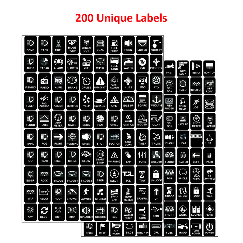200 Pcs AC DC 6/8/12 Gang Switch Control Panel Stickers Labels Vinyl Marine Boat Car Truck RV Camper Vehicle RA80 XL RB80 XL AR-600 AC-1200 Large Vertical