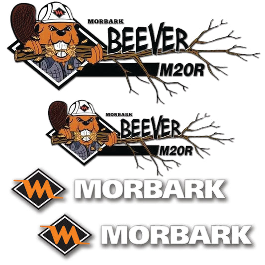 Morbark and Beaver M20R Logo Stickers Decals Labels Set - Containing 2 Morbark logos & 2 Beaver M20R logos