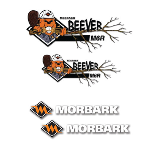 Morbark and Beaver M6R Logo Stickers Decals Labels Set - Containing 2 Morbark logos & 2 Beaver M6R logos