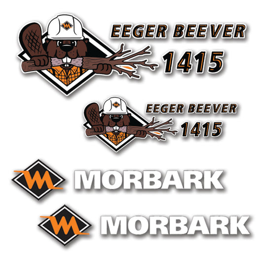 Morbark and Eeger Beaver 1415 Logo Stickers Decals Labels Set - Containing 2 Morbark logos & 2 Eeger Beaver 1415 logos