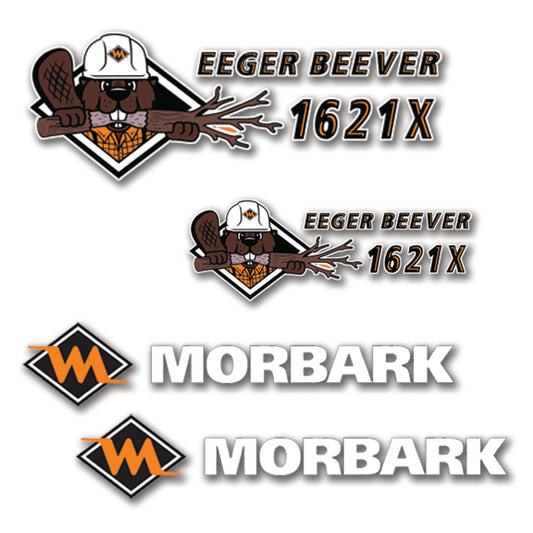 Morbark and Eeger Beaver 1621X Logo Stickers Decals Labels Set - Containing 2 Morbark logos & 2 Eeger Beaver 1621X logos