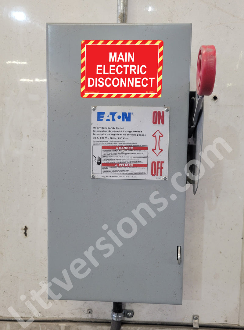 10 Pack Red 5"x 3.5" Main Electric Disconnect Labels Decal Emergency Sign Sticker Vinyl Lock Out Shut Off