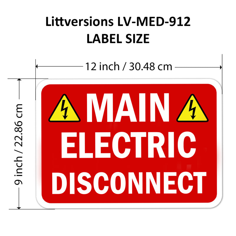 2 Pack 12" X 9" Main Electrical Disconnect Sticker Service Label Emergency Sign 12x9 9x12 inches