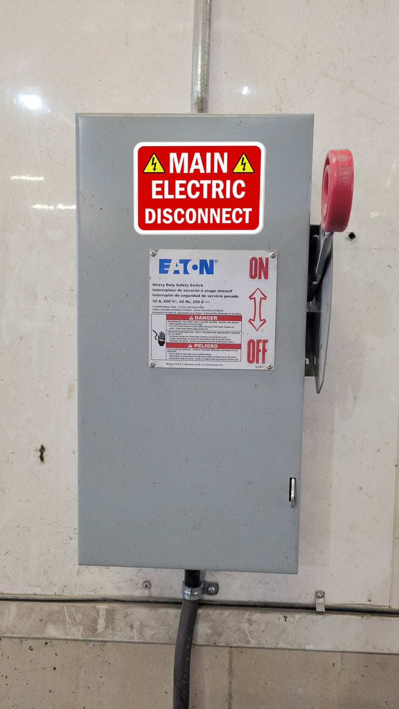 3 Pack 9" X 7" Main Electrical Disconnect Sticker Service Label Emergency Sign  9x7 7x9 10.7 inches