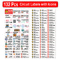 Littversions 132 Pcs Circuit Identification Labels Markers Stickers Decals with Icons