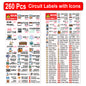 Littversions 260 Pcs Circuit Identification Labels Markers Stickers Decals with Icons