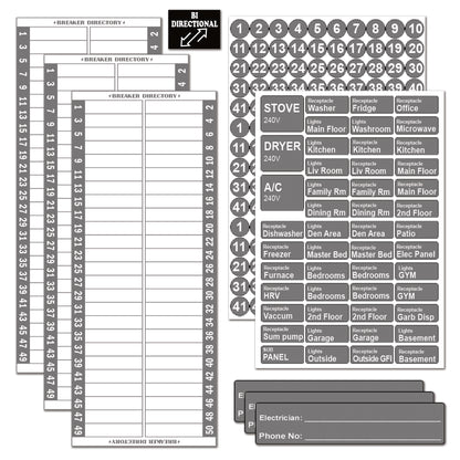 50 Circuits Bidirectional Circuit Breaker Directory Panel Label Kit with Fuse Stickers for Fuse Panel Marker Sticker Sign for Electrical Panel Strong Adhesive Durable Vinyl Waterproof