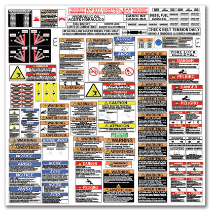 Morbark Wood Chipper Safety Decal Sticker Kit - English/Spanish-Heavy Duty Vinyl, Waterproof & UV Laminated - Complete Replacement Label Set