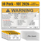 10 Pack 6.5" x4" NEC 2026 Compliant Vinyl Write-On Arc Flash Labels (Warning) Legend Warning Arc Flash and Shock Hazard Appropriate PPE Required Flash Protection Boundary 121085 121079