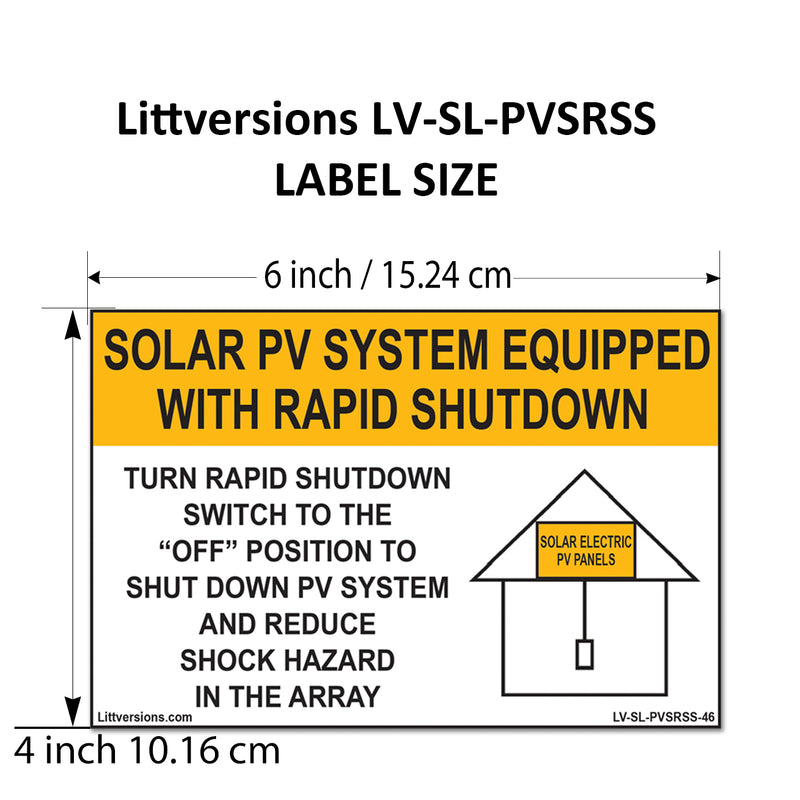 4 Pack 6" x 4" Solar PV System Equipped with Rapid Shutdown 2017/2020/2023/2026 NEC Code Compliant Laminated Labels Sign Sticker Notice