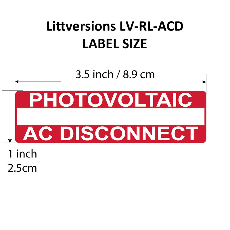 10 Pack 3.5"x 1" Reflective Solar 2017-2020-2023 NEC Compliant Outdoor Rated Laminated Photovoltaic AC Disconnect Labels Sticker 149837 UL-969 Standard 596-00852 596-00239