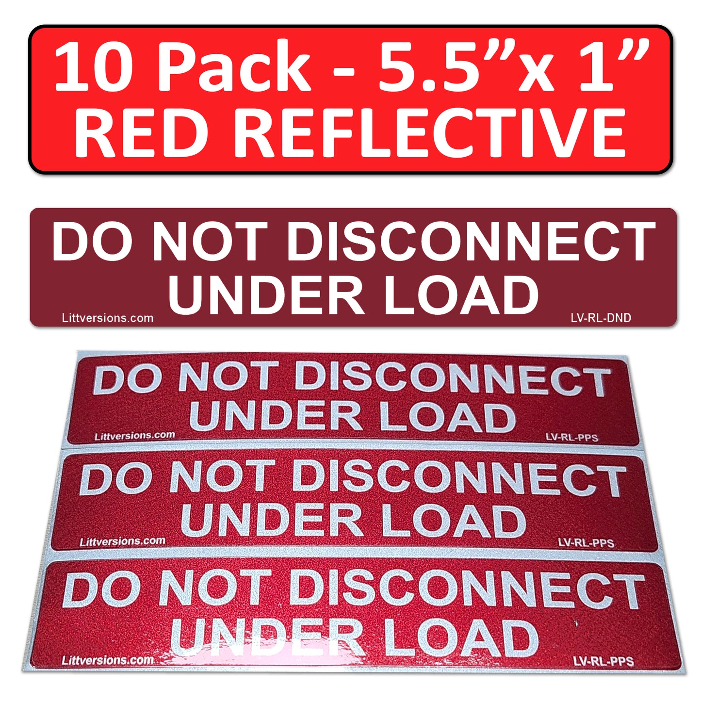 10 Pack 5.5"x 1.75" Reflective Solar 2017-2020-2023 NEC Compliant Outdoor Rated Laminated Do Not Disconnect Under Load Labels Sticker 149838 UL-969 Standard 596-00244 596-00671