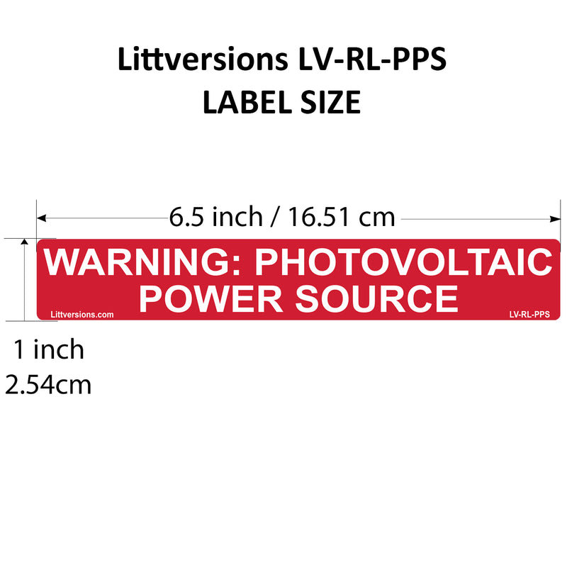 10 Pack 6.5"x1" Reflective Outdoor Rated Laminated Solar NEC Compliant Warning Photovoltaic Power Source Labels Sticker Notice 596-00678 596-00206 Red 149849 2020-2023
