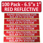 10 Pack 6.5"x1" Reflective Outdoor Rated Laminated Solar NEC Compliant Rapid Shutdown Solar PV System Labels Sticker Notice 596-01003 596-00890 Red 149848 2020-2023