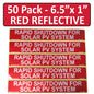 10 Pack 6.5"x1" Reflective Outdoor Rated Laminated Solar NEC Compliant Rapid Shutdown Solar PV System Labels Sticker Notice 596-01003 596-00890 Red 149848 2020-2023