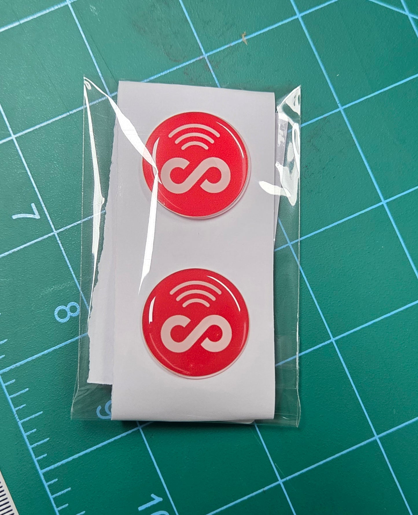 5 Pack 1" Red Round Replacement Connecteam NFC Tag with Ready to use NFC 213 Tags -Rewriteable NFC tag