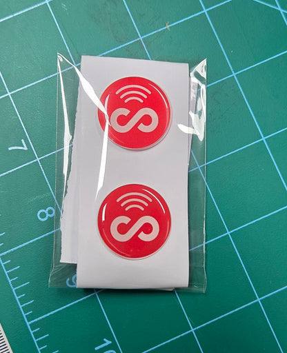 5 Pack 1" Red Round Replacement Connecteam NFC Tag with Ready to use NFC 213 Tags -Rewriteable NFC tag
