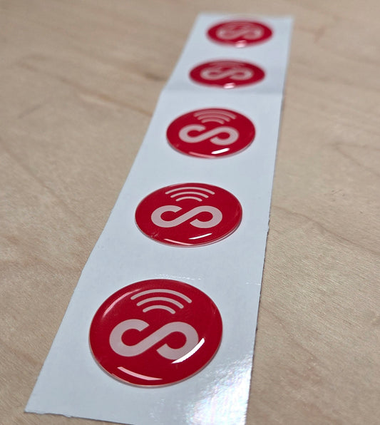 5 Pack 1" Red Round Replacement Connecteam NFC Tag with Ready to use NFC 213 Tags -Rewriteable NFC tag