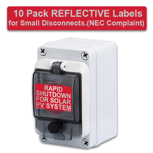 10 Pack 3"x2" Reflective Solar NEC Complaint Rapid Shutdown Solar PV System Laminated Labels Sign Sticker Notice 596-01003 596-00890 Red 149848