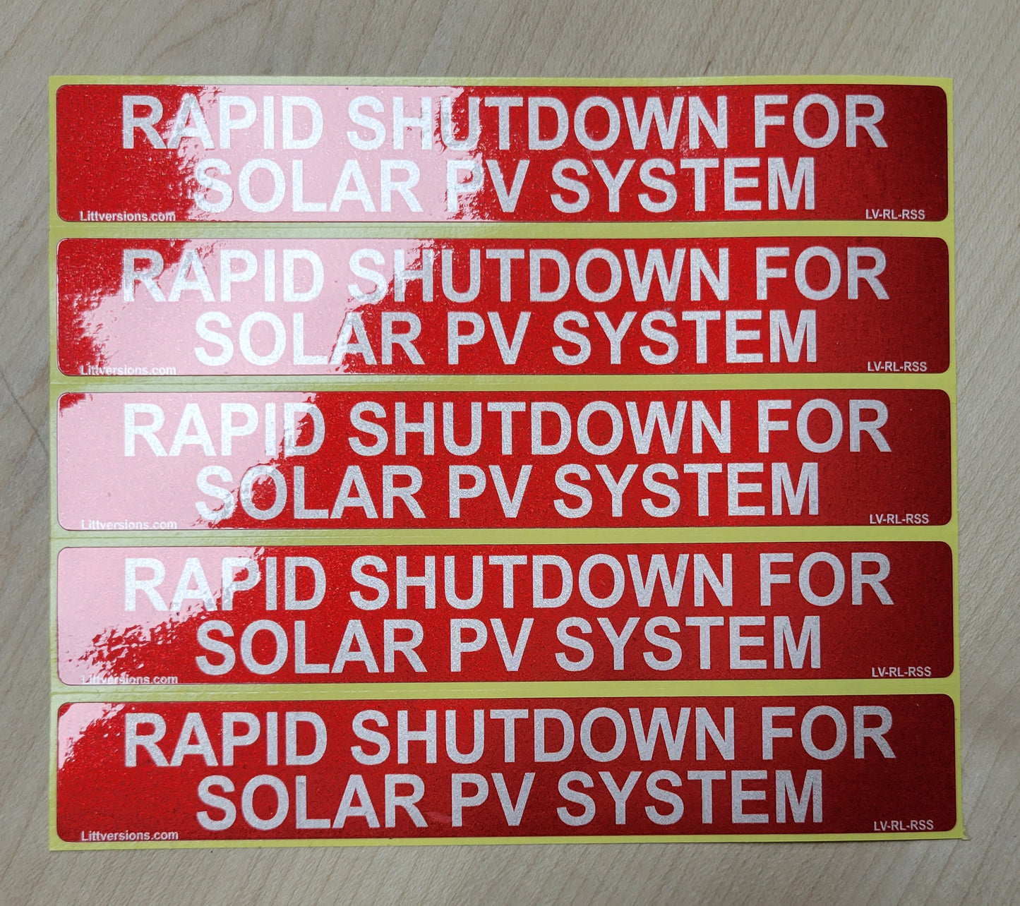 10 Pack 6.5"x1" Reflective Outdoor Rated Laminated Solar NEC Compliant Rapid Shutdown Solar PV System Labels Sticker Notice 596-01003 596-00890 Red 149848 2020-2023