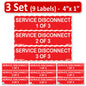 9-Pack 4" x 1" Three Service Disconnects 1/3 of 3 Decal Labels Emergency Danger Sign Notice Sticker Electrical Panel Heavy Duty 4mil Pressure Sensitive Vinyl Waterproof Ultra Durable