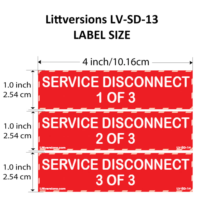 4"x1" 9 Pack Service Disconnects - 1of 3 & 2 of 3 & 3 of 3 Outdoor Rated Laminated Labels Emergency Danger Notice Vinyl Waterproof Electrical Panel