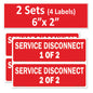 6"x2" 2-Pack Service Disconnects - 1 of 2 & 2 of 2 Outdoor Rated Laminated Labels Emergency Danger Notice Vinyl Waterproof Electrical Panel