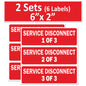 6"x2" 2-Pack Service Disconnects - 1of 3 & 2 of 3 & 3 of 3 Outdoor Rated Laminated Labels Emergency Danger Notice Vinyl Waterproof Electrical Panel