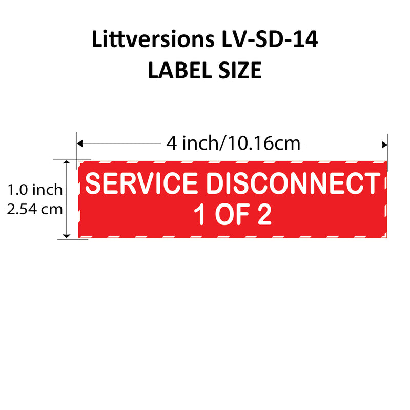 4"x1" 8 Pack Service Disconnects - 1 of 2 & 2 of 2 Outdoor Rated Laminated Labels Emergency Danger Notice Vinyl Waterproof Electrical Panel