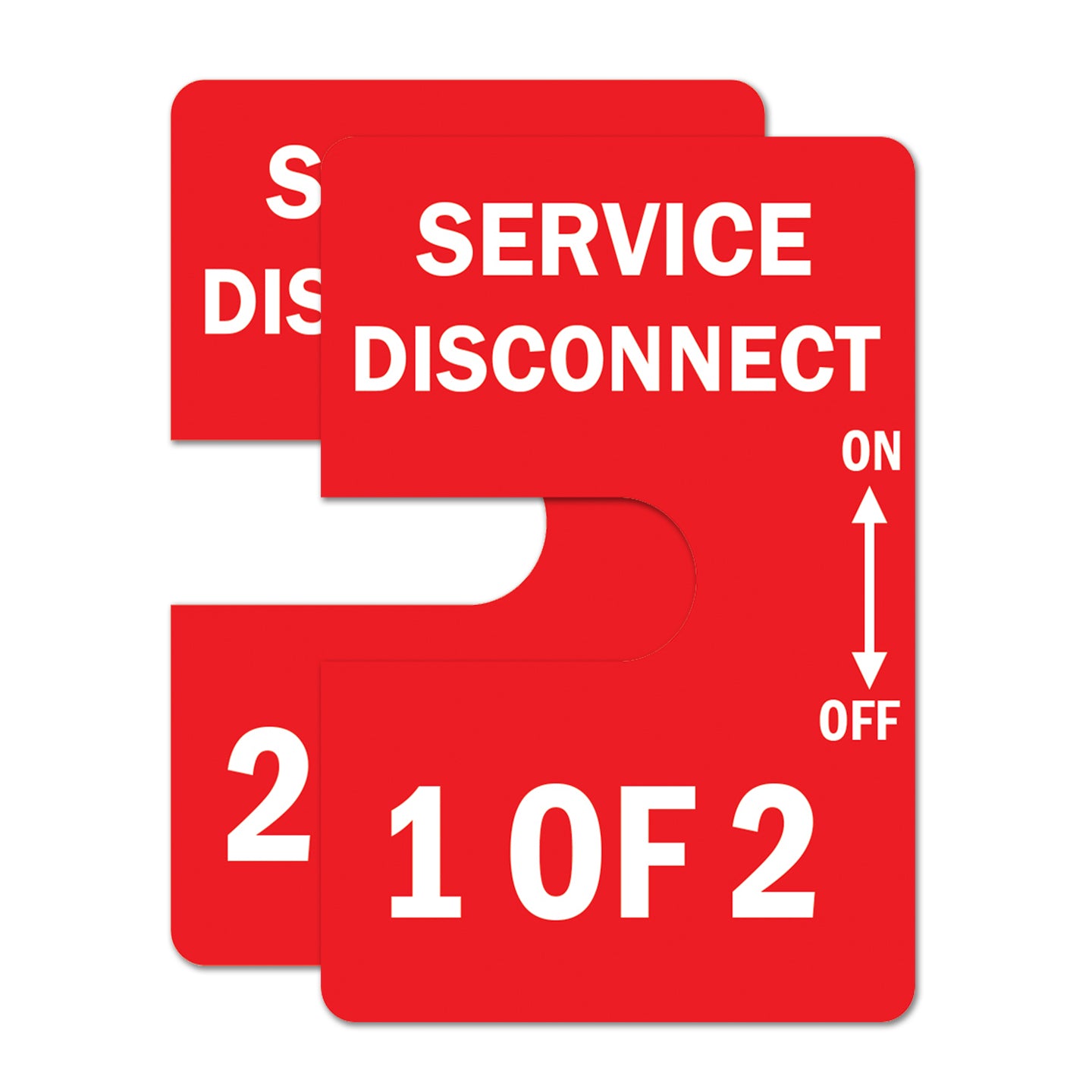 5"x7" 1-Set (2 Labels) Service Disconnects for Handle Warp Around - 1 of 2 & 2 of 2 Outdoor Rated Laminated Labels Emergency Danger Notice Vinyl Waterproof Electrical Panel