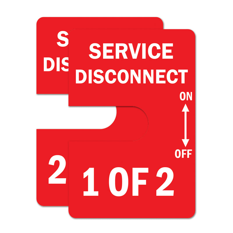 5"x7" 1-Set (2 Labels) Service Disconnects for Handle Warp Around - 1 of 2 & 2 of 2 Outdoor Rated Laminated Labels Emergency Danger Notice Vinyl Waterproof Electrical Panel