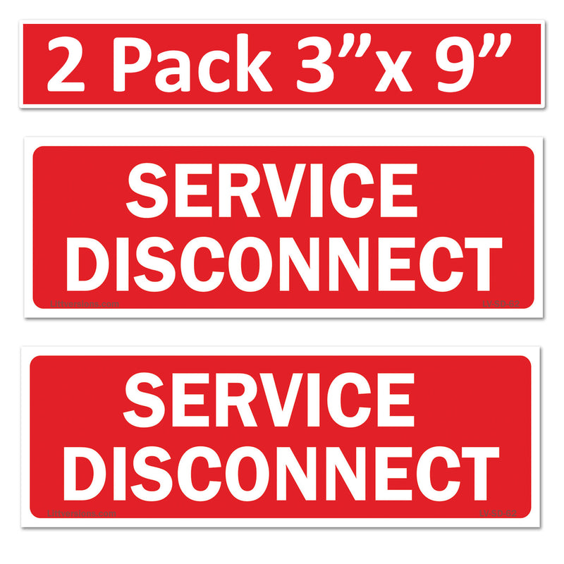 3"x9" 2 Pack Service Disconnect Outdoor Rated Laminated Labels Emergency Danger Notice Vinyl Waterproof Electrical Panel
