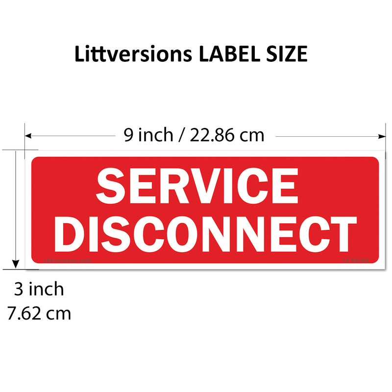 3"x9" 2 Pack Service Disconnect Outdoor Rated Laminated Labels Emergency Danger Notice Vinyl Waterproof Electrical Panel
