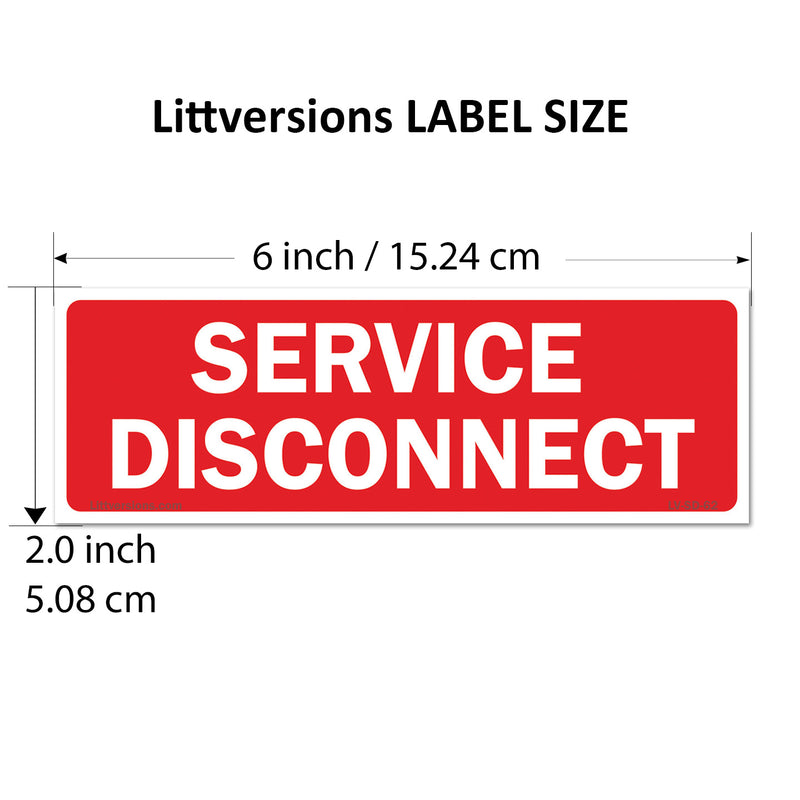 6"x2" 4 Pack Service Disconnect Outdoor Rated Laminated Labels Emergency Danger Notice Vinyl Waterproof Electrical Panel