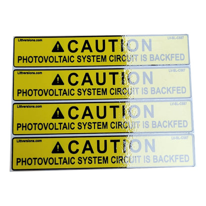 16 Pack 4.125"x 0.75" Solar NEC Compliant Caution Photovoltaic System Circuit is Backfed Outdoor Rated Laminated Labels Sticker 149863 UL-969 Standard 596-00587 596-00666