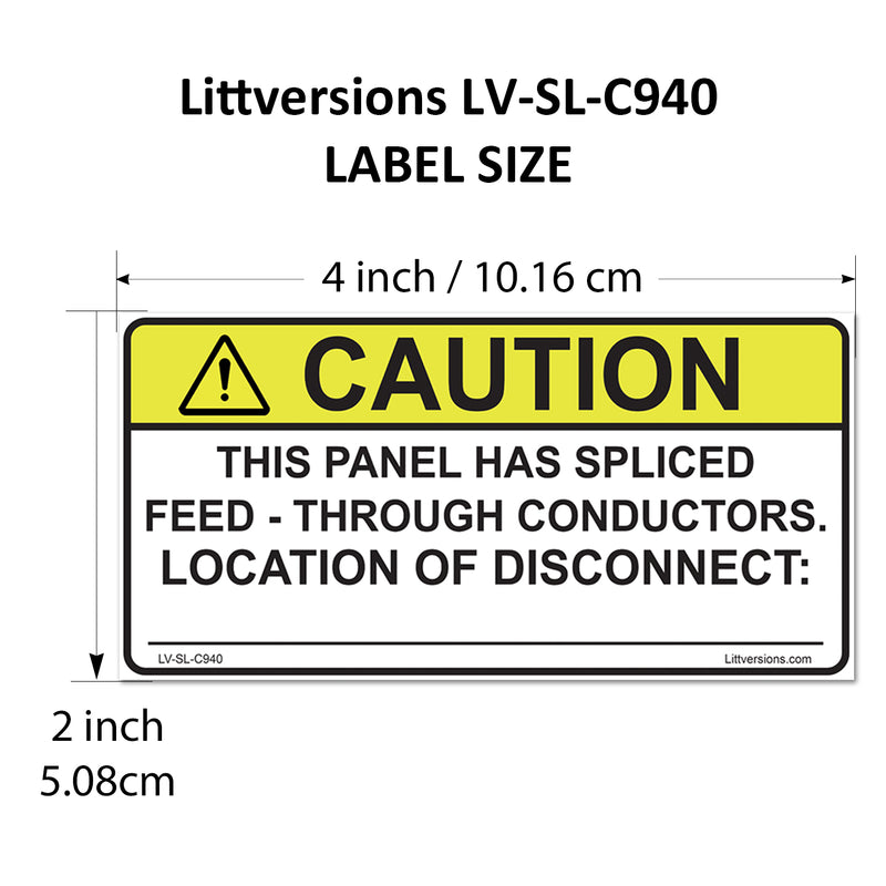10 Pack 4"x 2" Solar NEC Complaint Caution This Panel Has Sliced Feed Through Conductors Location of Disconnect (Write Your own Location) Laminated Labels Sticker