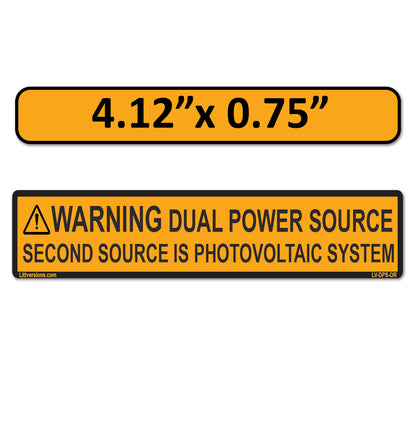 4.125"x 0.75" Solar NEC Compliant Outdoor Rated Laminated Warning Dual Power Source Photovoltaic PV System Labels Sticker 2020-2023 Code 149887 UL-969 Standard 596-00495 596-00665