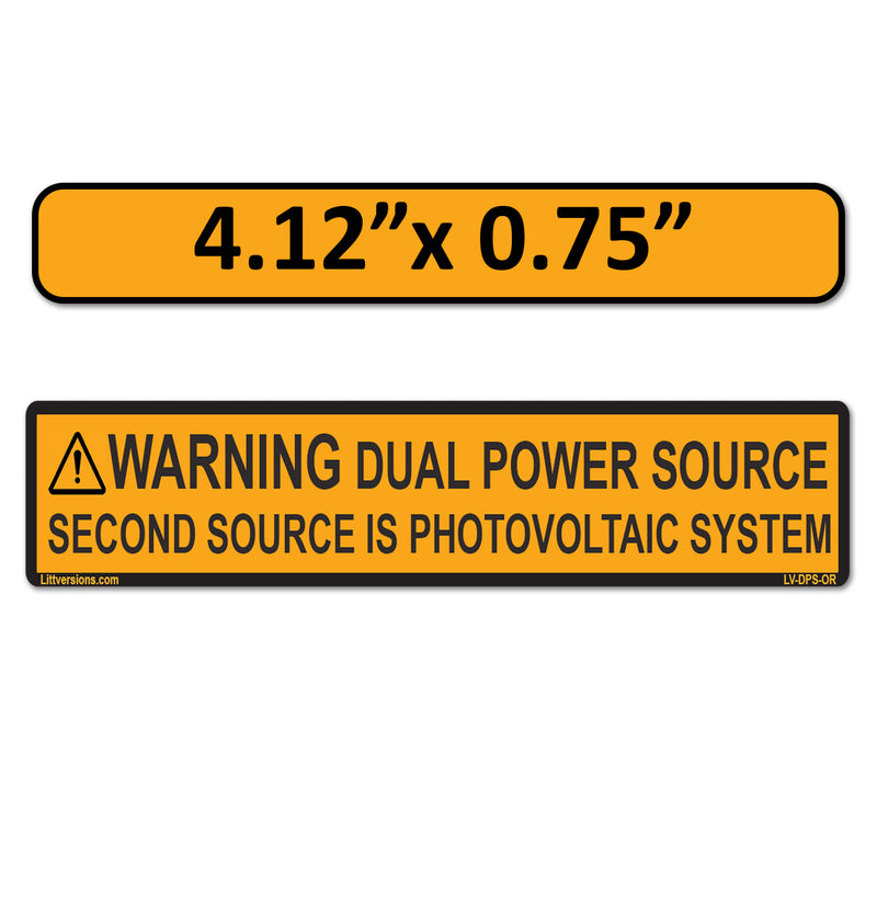 4.125"x 0.75" Solar NEC Compliant Outdoor Rated Laminated Warning Dual Power Source Photovoltaic PV System Labels Sticker 2020-2023 Code 149887 UL-969 Standard 596-00495 596-00665